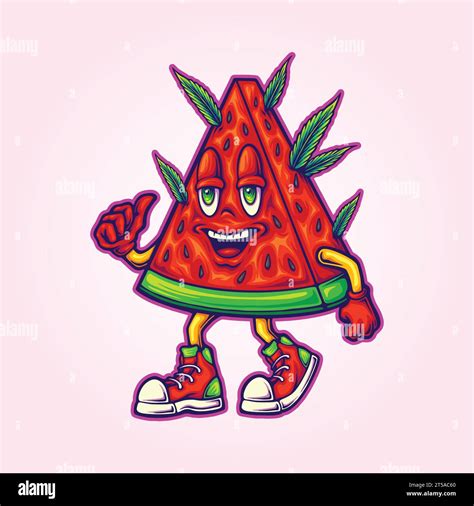 Flavor cannabis fantasia watermelon weed strain vector illustrations