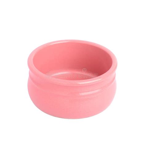 Empty Pink Ceramic Bowl Isolated On White Background Close Up Shallow
