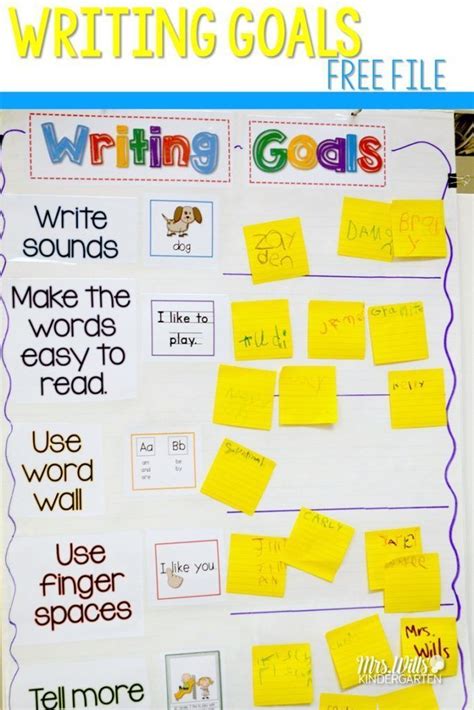 Kindergarten Writing Goals Chart Grab This Free Writers Workshop Goal