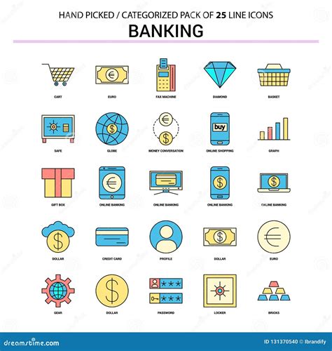 Banking Flat Line Icon Set Business Concept Icons Design Stock Vector