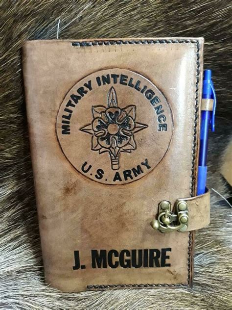 Military Intelligence Leather Book Cover Military Notebook Cover
