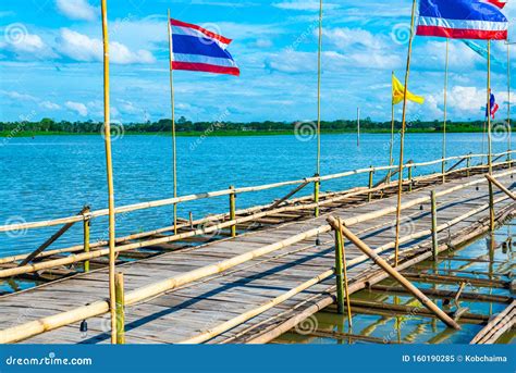 The Bamboo Bridge In Kwan Phayao Lake Stock Image Image Of Abstract