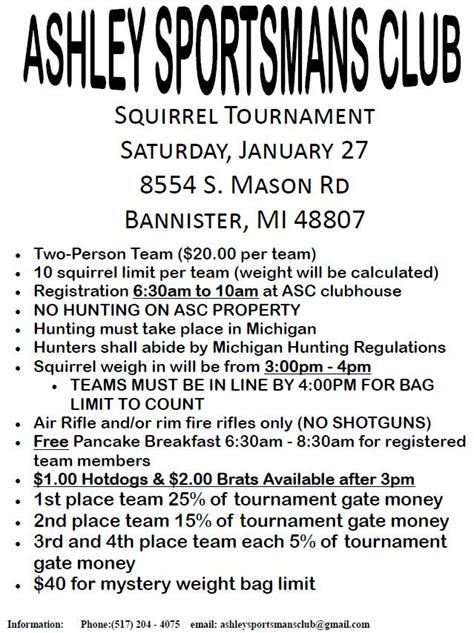 Ashley Sportsmans Club Squirrel Tournament Michigan Sportsman Forum
