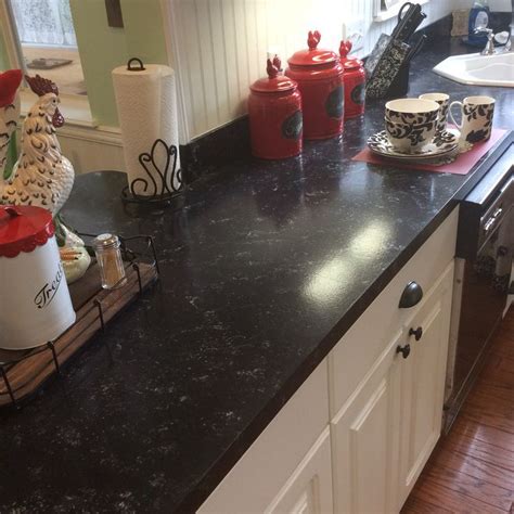 #gianipaintkits #marblepaint easy and affordable diy countertop makeover. Faux granite counters for $80 using Giani Bombay Black ...
