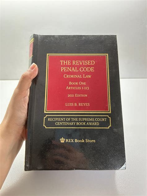 The Revised Penal Code Book 1 By Reyes 2021 Edition Rex Hobbies