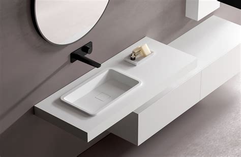 Mineral Cast Countertop Basin Shelf B30 Matt White Välj Bredd