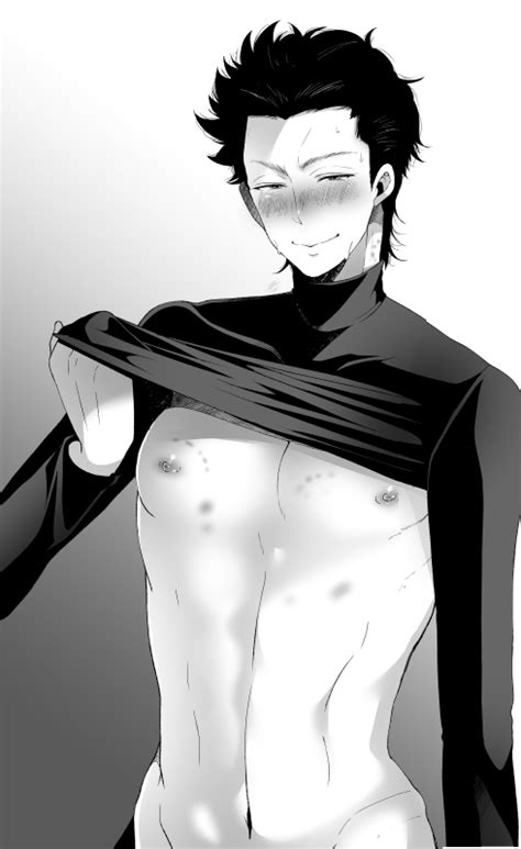 Rule 34 Ace Of Diamond After Sex Blush Looking At Viewer Male Male Only Monochrome Nipples