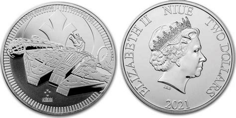 Coin Niue Island 2 Dollars Elizabeth Ii 1 Oz Silver Falcon Millennium