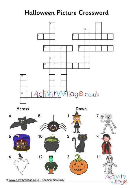 Can you figure out the 31 clues in this halloween crossword? Halloween Picture Crossword