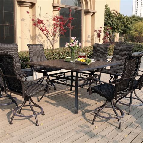 Darlee Victoria 9 Piece Resin Wicker Patio Counter Height Bar Set W 60