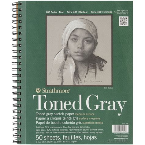 strathmore toned sketch spiral paper pad 9 x12 gray 50 sheets michaels