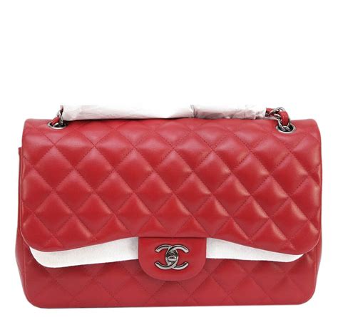 Chanel Jumbo Double Flap Bag Red Ruthenium Hardware Baghunter