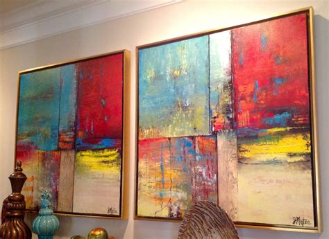 Framed Original Abstract Paintings Large Wall Art Set Of 2