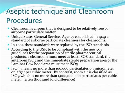Aseptic technique is a procedure used to prevent the spread of infection. PPT - Aseptic technique and Cleanroom Procedures ...