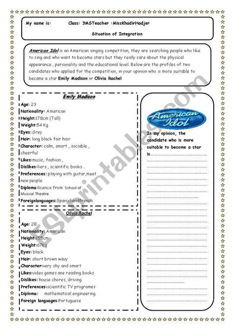 It should include the lesson objective, instruction, assessment, and reteaching/extension. situation of integration - ESL worksheet by khadirhadjergb