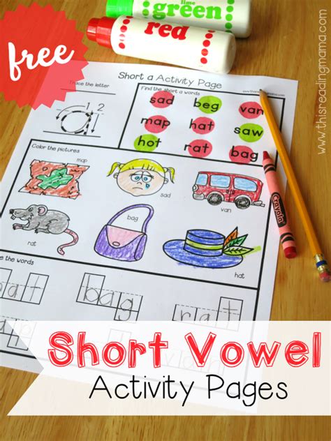 Our guide gives you a few ideas for involving your child in an activity. FREE Short Vowel Activity Pages {for CVC Words}