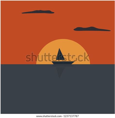 Sunset Seascape Vector Stock Vector Royalty Free 1237137787