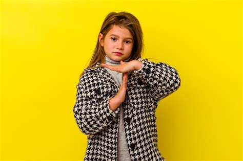 Premium Photo Little Caucasian Girl Isolated On Yellow Background