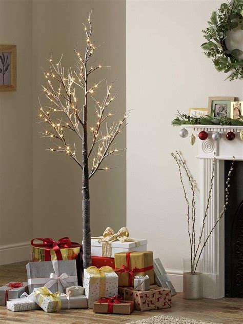 Dawsons Living Pre Lit Twig Tree White Snow Birch Outdoor And Indoor