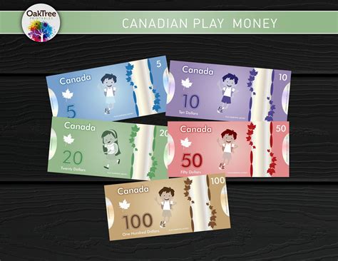 Canadian Play Money Printable Teach Math Home Learning Etsy Canada