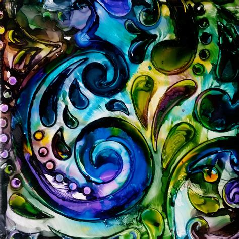 Alcohol Inks On Tile Using Stencil By Beth Kluth Alcohol Ink Art