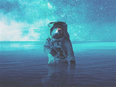 Download Wallpaper 1280x960 Astronaut Water Space Stars Standard 43