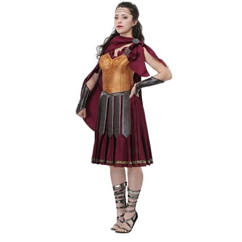 Halloween Deluxe Adult Women Gladiator Costume Ancient Rome Seasoned
