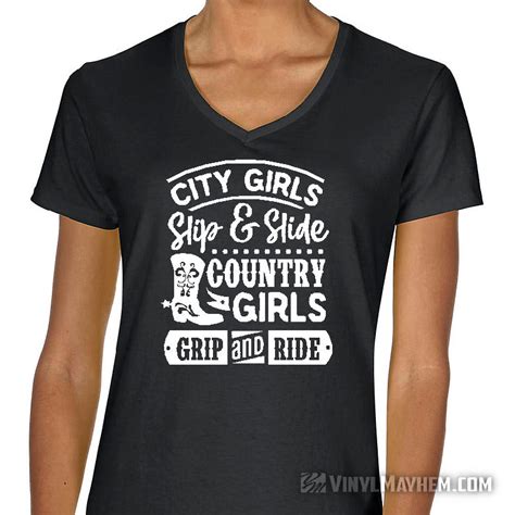 City Girls Slip And Slide Country Girls Grip And Ride Womens Cowgirl T Shirt Vinyl Mayhem