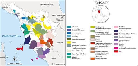 Tuscany Map Of Vineyards Wine Regions