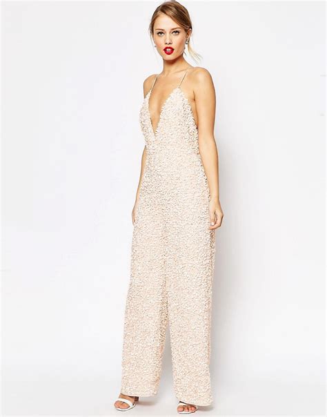 Asos Asos Jumpsuit With All Over Sequin Embellishment At Asos