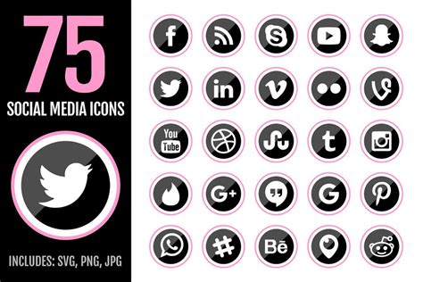 Social Media Icons Pre Designed Illustrator Graphics Creative Market