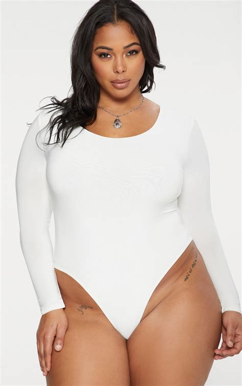 plus white second skin thong bodysuit prettylittlething usa