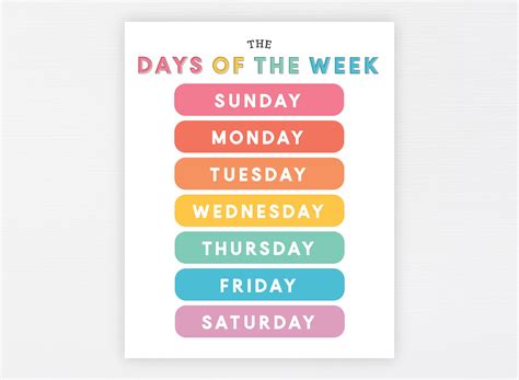 Days Of The Week Printout Printable Form Templates And Letter