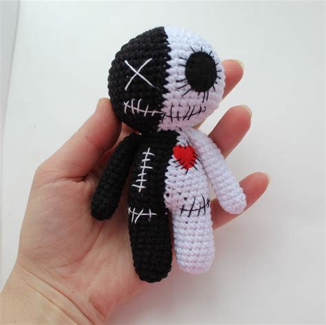 Half Black Half White Voodoo Doll Gothic Stuffed Toy Voodoo Etsy