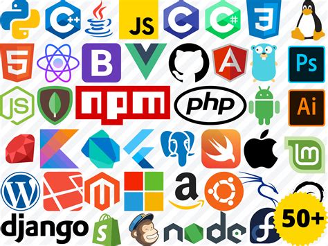 50 Programming Language Software And Technology Logo Svg File Etsy Uk