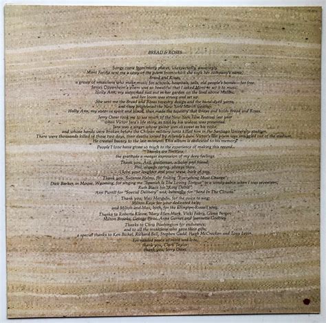 Judy Collins BREAD ROSES LP Elektra 7E 1076 1st Press With Lyrics