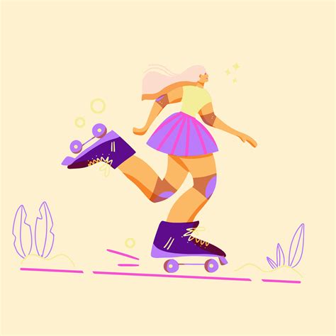 Cute Cartoon Girl Roller Skating 1437583 Vector Art At Vecteezy