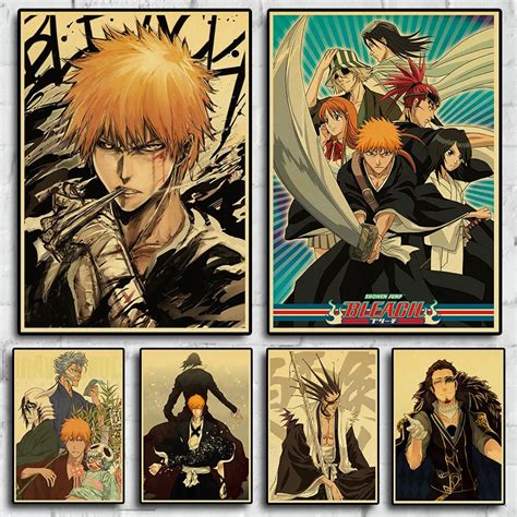 Japanese Anime Bleach Poster Animation Retro Poster Painting Wall Art