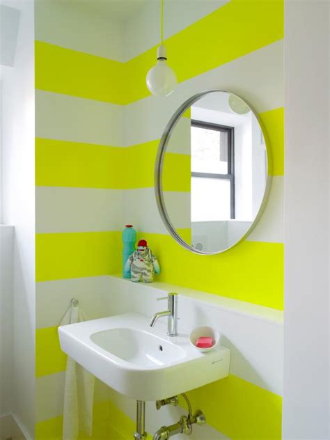 Green bathroom sink and vanity, blue wall, modern bathroom. 10 Paint Color Ideas for Small Bathrooms | DIY Network Blog: Made + Remade | DIY