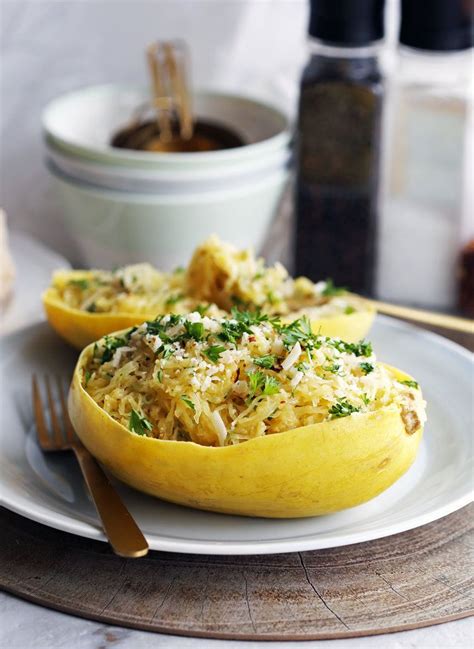 Instant Pot Garlic Parmesan Spaghetti Squash Placed In A Halved