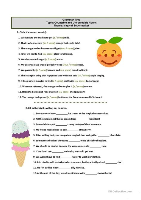 Grammar Time Countable And Uncountable Nouns English Esl Worksheets