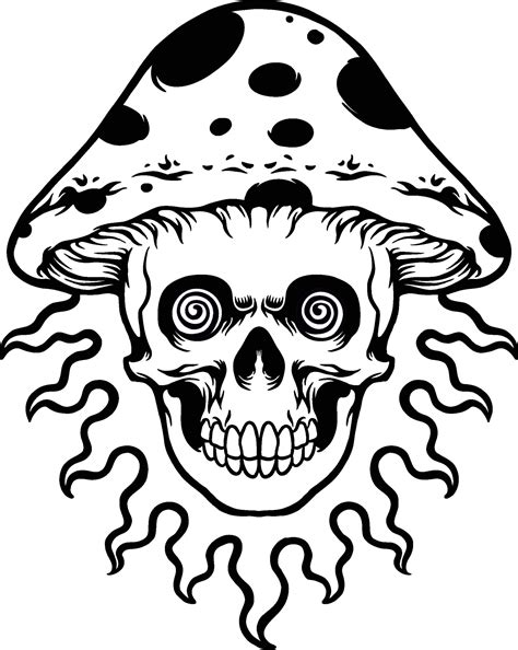 Trippy Mushroom Head Skull Silhouette 2069321 Vector Art At Vecteezy