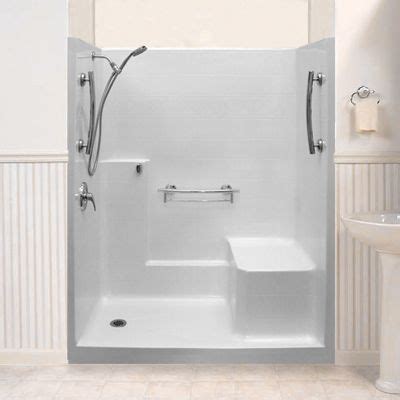 We have a long, narrow bathroom (17' x 8') and we put. One Piece New Construction Shower Stall Beauty Shot ...