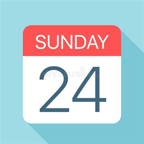 Sunday 24 Calendar Icon Vector Illustration Of Week Day Paper Leaf