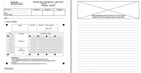 Mẫu phiếu làm bài thi trắc nghiệm TRẦN HƯNG ĐẠO