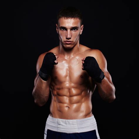 Fighter Boxer Standing Staring Strong On Black Background Free Download