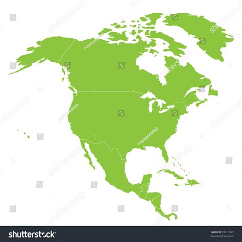 Map North America North American Continent Stock Vector Royalty Free