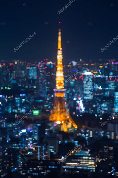 Abstract Blurred Bokeh Lights Background Tokyo City Night — Stock Photo