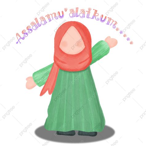 Cute Greetings Clipart Png Images Cute Cartoon Muslimah With Islamic