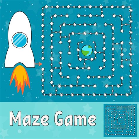 Simple Maze Help The Rocket Find Its Way To The Earth Game For Kids